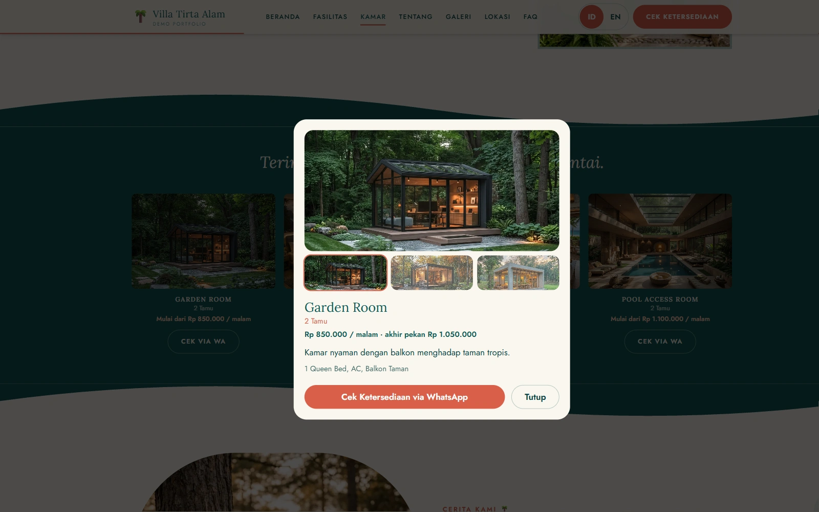Tampilan Website Villa 1